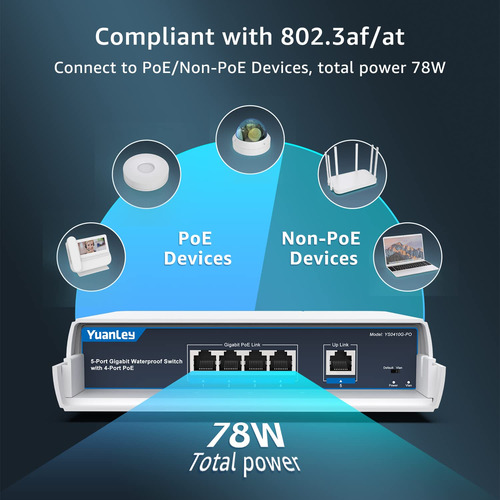 Conmutador Ethernet Yuanley De 4 Puertos Poe Gigabit 78 W A