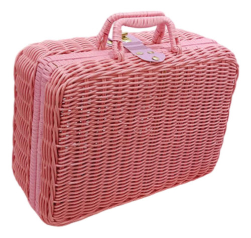 Cesta De Almacenamiento De Ratán Sintético Con Rosa Xl