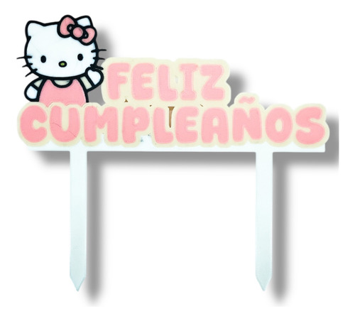 Cake Topper Hello Kitty Feliz Cumpleaños - Decoración Pastel Rosa Claro Hello Kitty