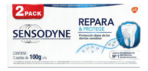 Sensodyne Repara & Protege Pasta Dental para dientes sensibles 2 Piezas de 100g c/u