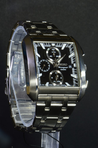 Reloj Seiko Sna769 Chronograph 100m Malla Acero Plateado Plateado Negro