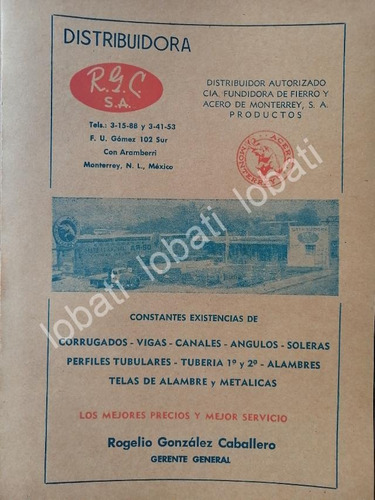 Cartel De Distribuidora Rgc. Rogelio Gonzalez Caballero 1965