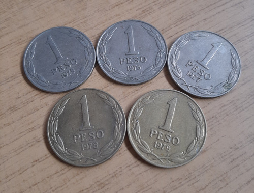 5 Monedas De $1 Años 1975 - 1976 - 1977 - 1978 - 1979