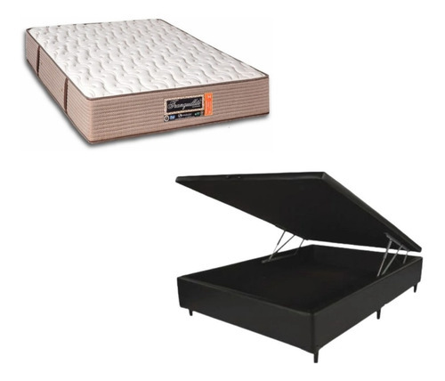 Cama Box Baú Viúva + Colchão Tranquillité 128x188 Cor Preto