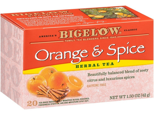 Te Naranjas Especies Bigelow Orange & Spices Herbal 20 Bags