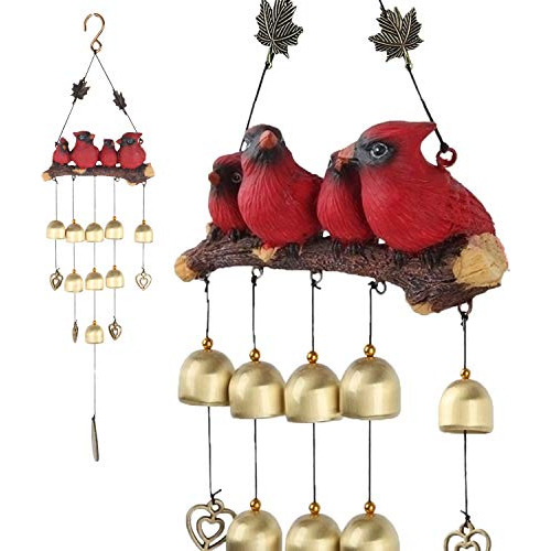 Cardinal Bird Wind Chime, Red Bird Bell Wind Chimes Out...