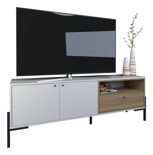 Rack Mesa Tv Smart Led 150 Cm Mueble Moderno Patas Hierro 