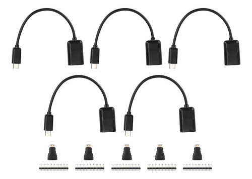 Adaptador De 5 Juegos De Cable Micro Usb A Otg Hembra A Mini