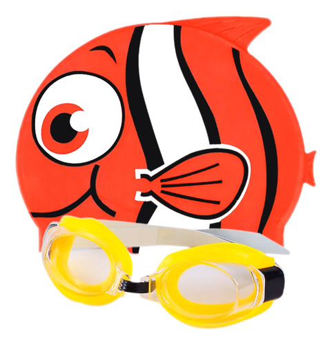 Set Niños Natación Kit Gafas + Gorro Pez Silicona