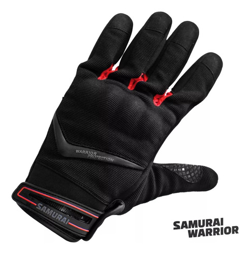Guantes Moto Cortos Samurai Warrior Tessen Negro Neon Touch
