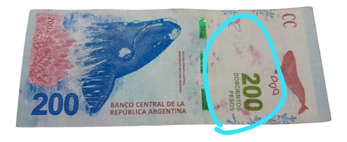 Billete De 200 Pesos Con Error De Manchas Rosas