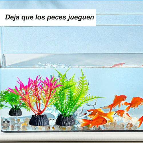 20 Pcs Acuario Pecera Planta Artificiale y Resina Decorativo Color Multicolor