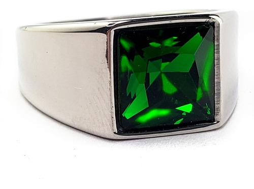 Anillo De Lujo Elegante Verde Acero Inoxidable Unisex B