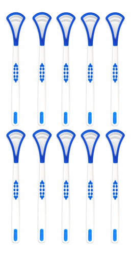 Raspador De Lengua Higiene Bienestar Yoga Plastico Goma X10 Azul Pack X10 Unidades