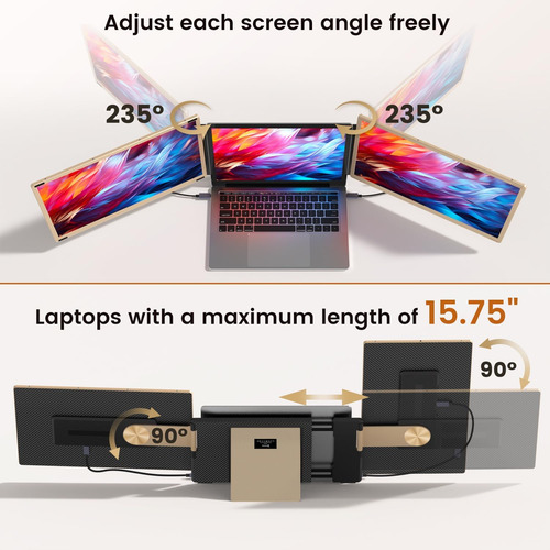 Extensor De Laptop De 15.6 Pulgadas, Monitor Portátil Fhd 10