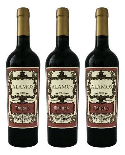 Vino Alamos Malbec 750 Ml Botella Pack X3 Fullescabio