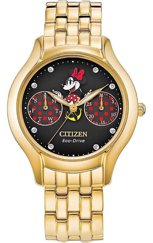 Reloj Citizen Dama Disney Minnie Mouse Dorado Fd4018-55w