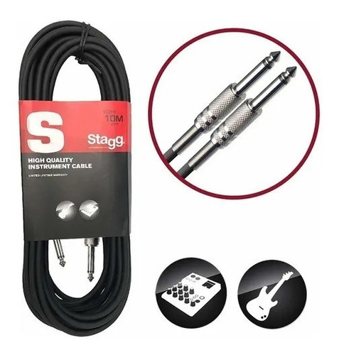 Cable Stagg Sgc3 Plug X Plug 6,5 Standard - 3 Mts + Gtia