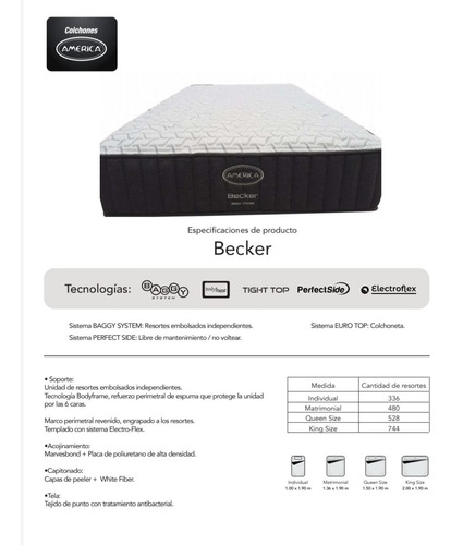 Colchon Individual America Becker Baggy Systems + Almohada