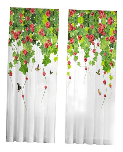 2 Cortinas De Ventana De Cortina Transparente 107cmx213cm