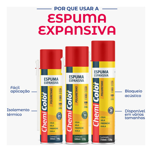 3 Espuma Expansiva Pu Poliuretano 500ml Chemicolor