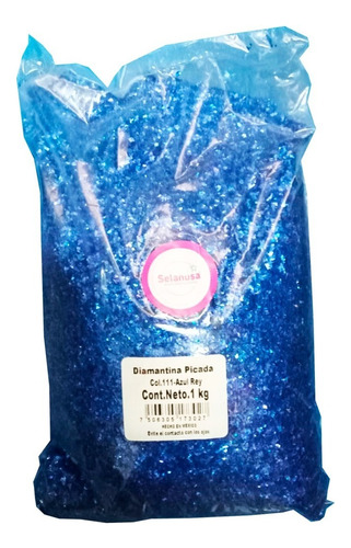 Diamantina Picada Metálica Brillante 1kg Color Azul Rey