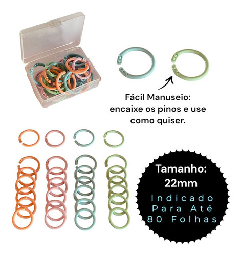 Argolas C/200 Unidades Articuladas Coloridas Artesanato 22mm