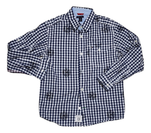 Camisa Tommy Hilfiger Niño Chico S 8-10 Años Azul Cuadros