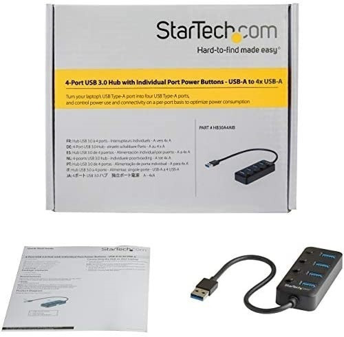 Hub Usb 3.0 De 4 Puertos De Startech Usb-a A 4x Usb 3.0 Con