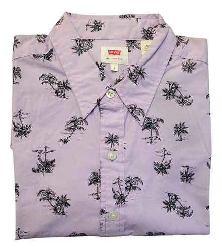 Camisa Levis De Caballero Estampado Palmeras Color Lila