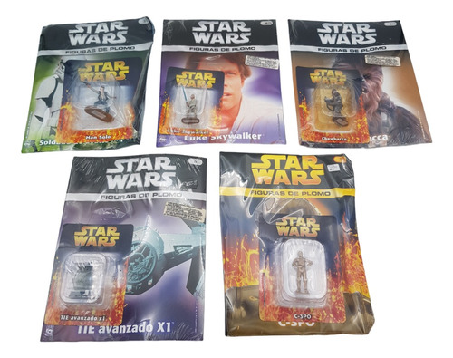 Lote #6 Star Wars 5 Figuras Plomo C/ Revista 2005