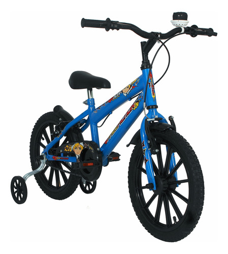 Bicicleta Infantil Azul Aro 16 Passeio Roda Treinamento