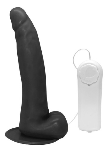 Pênis Borracha Vibrador 20cm 3,5cm Consolo Pinto Preto Sol