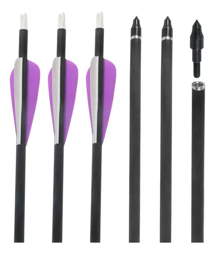 Flecha 32 Inch Carbon Punta Removible X 12 Violeta Blanco
