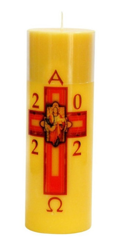 Imagem 1 de 4 de Vela Círio Pascal Bom Pastor Amarelo 20 Cm X 7 Cm
