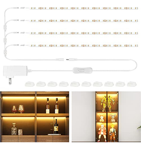 Luz De Estante Led, Kit De Luz De Armario Led, 4pcs Bar...