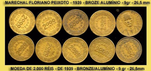 Moedas De 2.000 Réis Floriano Peixoto 1939- Lote Com 50