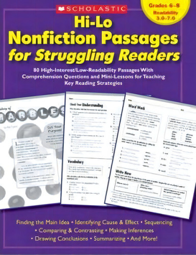 Hi-lo Nonfiction Passages For Struggling Readers: Grades 6-8, De Scholastic Books. Editorial Teaching Resources, Tapa Blanda En Inglés