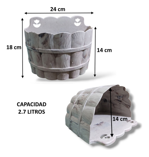 Maceta Pared Colgante Plastico Diseño Madera Jardin 4 Piezas