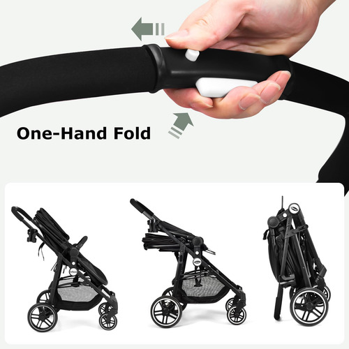 Cochecito Infantil 2 En 1 Plegable Con Toldo Ajustable
