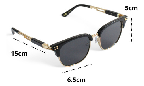 Lentes De Sol Estilo Retro Elegante Con Varilla Metálica Negro Plata Azul Azul Oscuro Negro