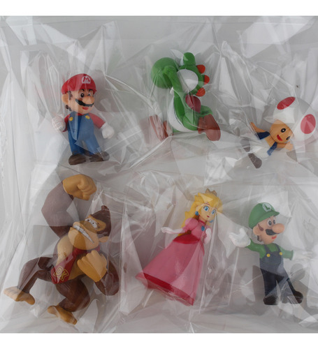 Bonecos Super Mario Coleção 6 Bonecos + Brinde - Promoção!