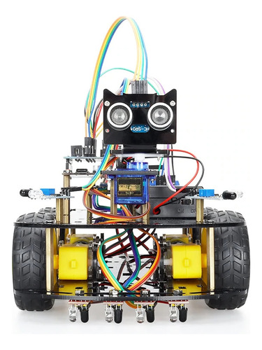 Kit Carro 4wd Robot Seguidor De Línea Y Evasor De Obstáculos