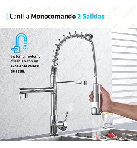 Griferia Canilla Monocomando Cocina Gourmet Doble Funcion Cr 107.321