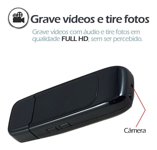 Imagem 2 de 6 de Pen Drive Com Camera Espia Infantil Espionar Minicamaras 8gb