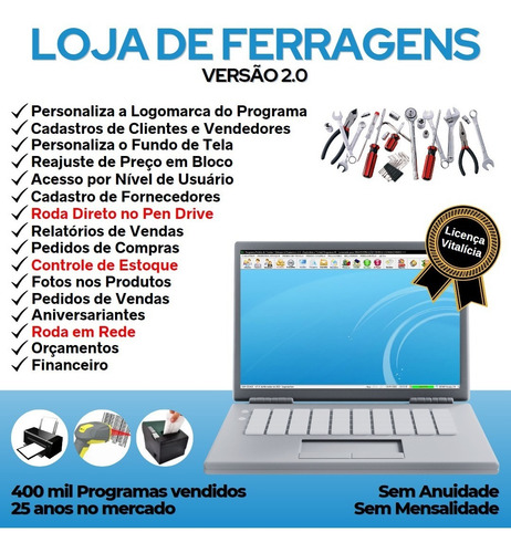 Programa Sem Mensalidade Para Loja Ferragens Financeiro V2.0