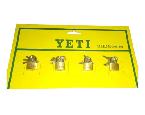 Pack 4 Candados 20 Mm Yeti Con 3 Llaves