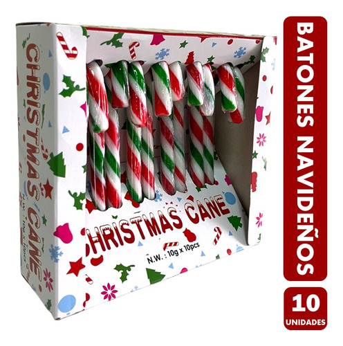 Dulces Navidad - Bastones Navideños De Caramelo (10 Un)