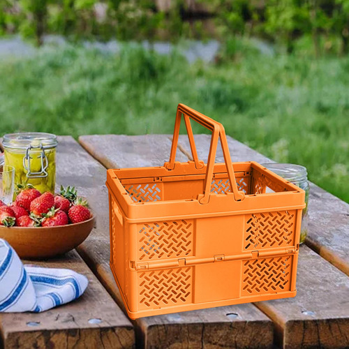 Cesta De Picnic Plegable, Caja De Almacenamiento, Naranja