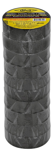 50 Pack Cinta De Aislar Aislante Negro Difus Compacto 9m Negro Aislante